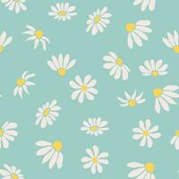 Boho Chamomile vintage seamless pattern. Hippie flower power retro textile print, groovy botanical wallpaper vector