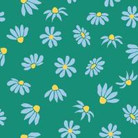 Boho Chamomile vintage seamless pattern. Hippie flower power retro textile print, groovy botanical wallpaper vector