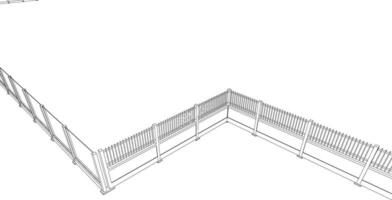 3D illustration of fence and wall vector