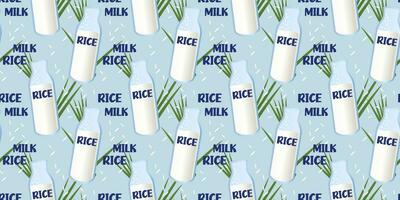 Rice milk seamless pattern. Plant-based milk. Vegan products. Vector. Perfect for various projects like textiles, paper crafts, and more. vector