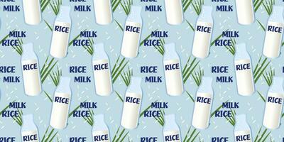 Rice milk seamless pattern. Plant-based milk. Vegan products. Vector. Perfect for various projects like textiles, paper crafts, and more. vector