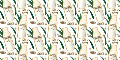 Soy milk seamless pattern. Plant-based milk. Vegan products. Vector. Perfect for various projects like textiles, paper crafts, and more. vector