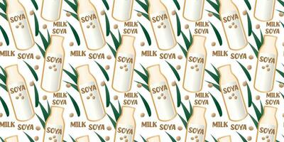 Soy milk seamless pattern. Plant-based milk. Vegan products. Vector. Perfect for various projects like textiles, paper crafts, and more. vector