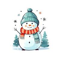 christmas snow character winter happy illustration merry holiday cartoon generative Ai. photo