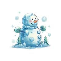 christmas snow character winter happy illustration merry holiday cartoon generative Ai. photo