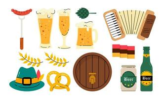 elemento de Oktoberfest cerveza festival plano mano dibujado vector