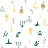 Magic and heaven seamless pattern, with magical elements such as snake, eye. Symbols and elements of the witchcraft theme. vector