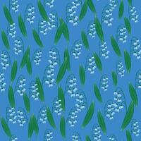 Spring seamless pattern with lily of the valley flowers. vector