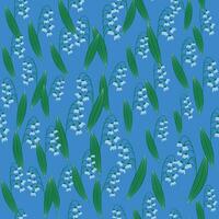 Spring seamless pattern with lily of the valley flowers. vector