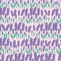 Botanical seamless print with various floral elements. Blue fields of lavender and chamomile. pattern with miniature flowers, vintage textile vector