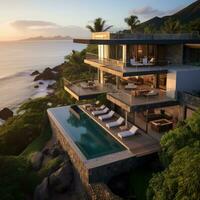 Cliffside villa with panoramic ocean views photo