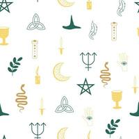 Magic and heaven seamless pattern, with magical elements such as snake, eye. Symbols and elements of the witchcraft theme. vector