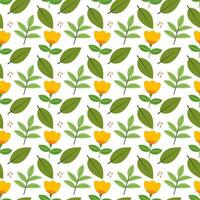 Repeat pattern leaf and flower flat illustration vector