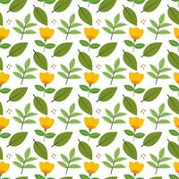 Repeat pattern leaf and flower flat illustration vector