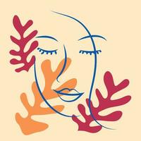 Matisse-inspired female figures in different poses with flowers in a minimalist style vector