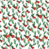 Summer seamless pattern with bright red poppy flowers and poppy pods. Field, meadow of poppies vector