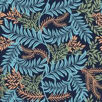 Flourish nature summer garden textured background. Floral seamless pattern. Branch with leaves ornamental texture vector