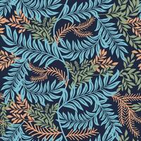 Flourish nature summer garden textured background. Floral seamless pattern. Branch with leaves ornamental texture vector