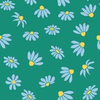 Boho Chamomile vintage seamless pattern. Hippie flower power retro textile print, groovy botanical wallpaper vector