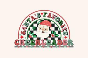 Santa's Favorite Cheerleader Christmas Retro Typography T-shirt design vector