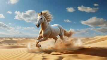 Majestic Horse running in the sand AI Generated photo