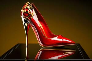 Stylish trendy red stilettos. Neural network AI generated photo
