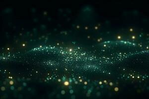 Green emerald background with shining elements. Neural network AI generated photo