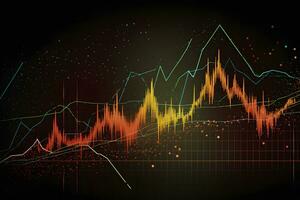 Abstract glowing big data forex candlestick chart. Trade, technology, investment and analysis concept. Neural network AI generated photo