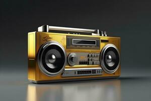 Retro radio cassette recorder ghetto blaster. Neural network AI generated photo