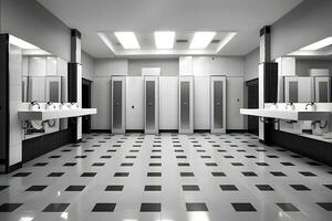 Clean white Public Washroom WC. Neural network AI generated photo