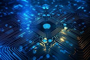 Central Computer Processors CPU concept. Motherboard digital chip. Technology science background. Neural network AI generated photo