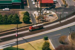 Cargo train platform with freight train container at depot. Neural network AI generated photo