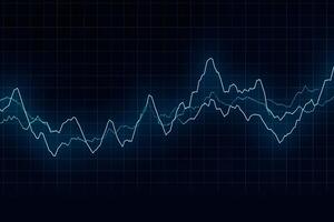 Stock market trading graph and candlestick chart on screen monitor for financial investment and economic concept. Neural network AI generated photo