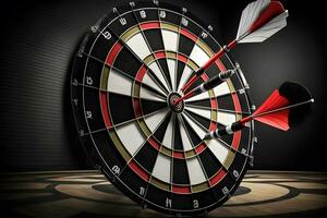 The darts isolated on black background. Neural network AI generated photo