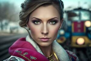 Portrait of a Ukrainian woman. Neural network AI generated photo