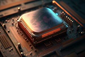 CPU processor with modern futuristic technology appearance. Neural network generated art photo
