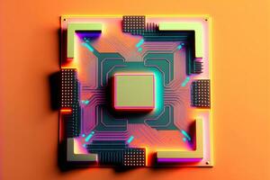 CPU processor with modern futuristic technology appearance. Neural network generated art photo