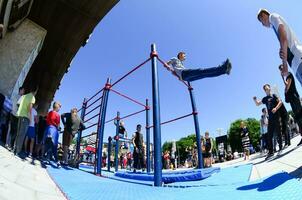 KHARKIV, UKRAINE - 27 MAY, 2018 Street workout show during the annual festival of street cultures photo