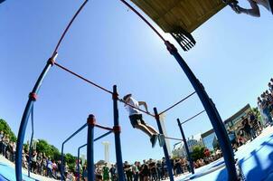 KHARKIV, UKRAINE - 27 MAY, 2018 Street workout show during the annual festival of street cultures photo