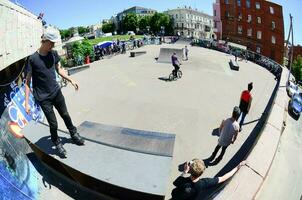 KHARKIV, UKRAINE - 27 MAY, 2018 Roller skating during the annual festival of street cultures photo