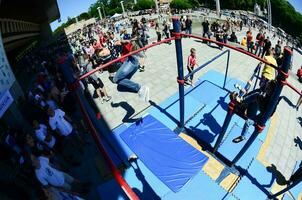 KHARKIV, UKRAINE - 27 MAY, 2018 Street workout show during the annual festival of street cultures photo