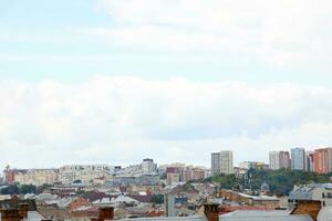 LVIV, UKRAINE - SEPTEMBER 11, 2022 Panorama view of the historical old city in Lviv, Ukraine photo