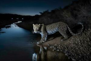 persa leopardo es un magnífico animal desde cuales eso viene genuino respeto. neural red ai generado foto