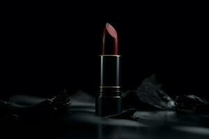 Lipstick on a black background. Neural network AI generated photo