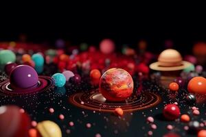 set of planets in the solar system. Neural network AI generated photo