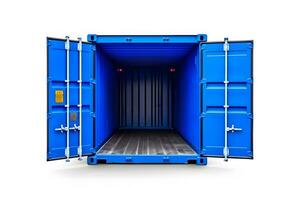 Container, open door, white background. Neural network AI generated photo