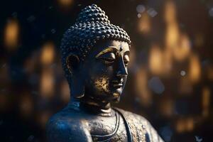 Buddha statue in the temple. Neural network AI generated photo