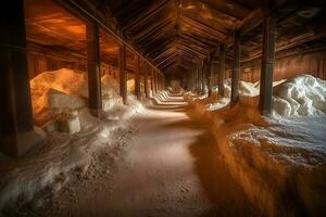 Salt mines underground. Neural network AI generated photo