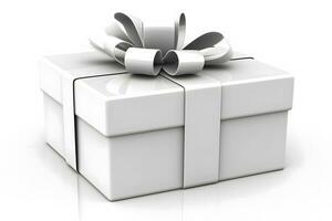 Gift box with ribbon and bow. Birthday celebration concept. Neural network AI generated photo