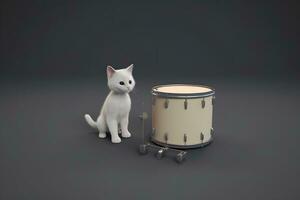 stylish cat drummer. Neural network AI generated photo